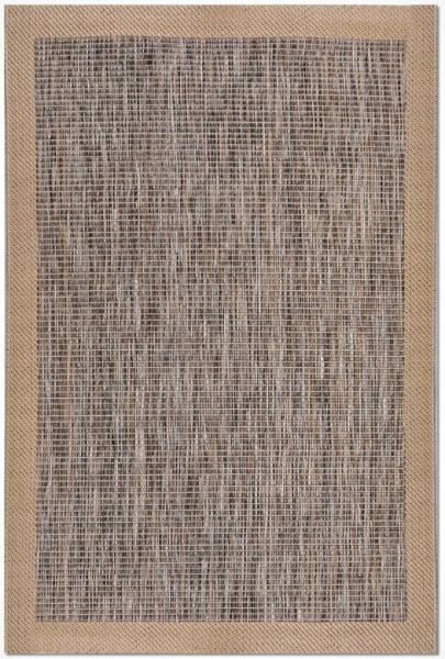 Crea Halı Andora AS03 Bej Kahve Bordürlü Sisal Halı Hasır Doku Çerçeveli Halı My Crea Home