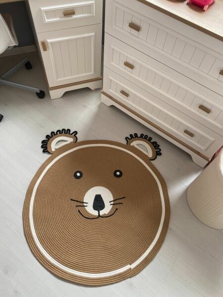 Milda Hav Toz Vermez Antialerjik Jüt Dokuma Sevimli Ayı Jüt Halı Bebek Çocuk Odası Halısı