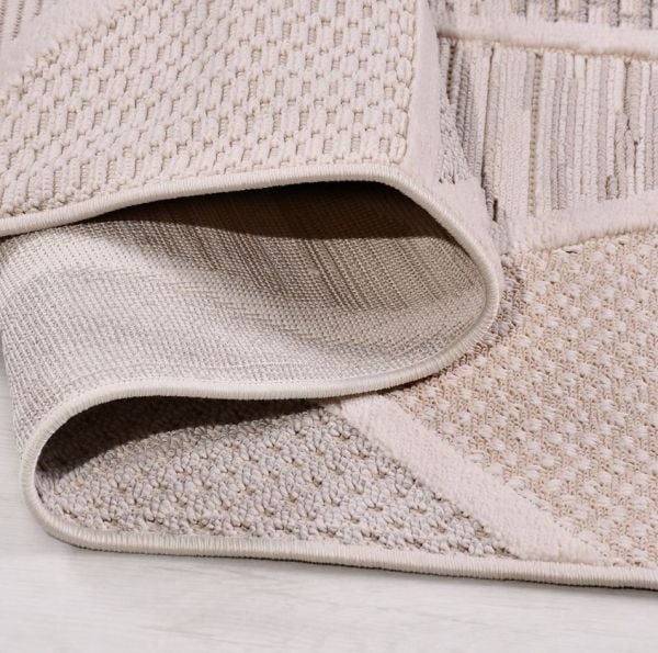 Crea Halı İzgi IM01K Kabartmalı Modern Geometrik Desenli Hav Toz Vermez Salon Halısı My Crea Home