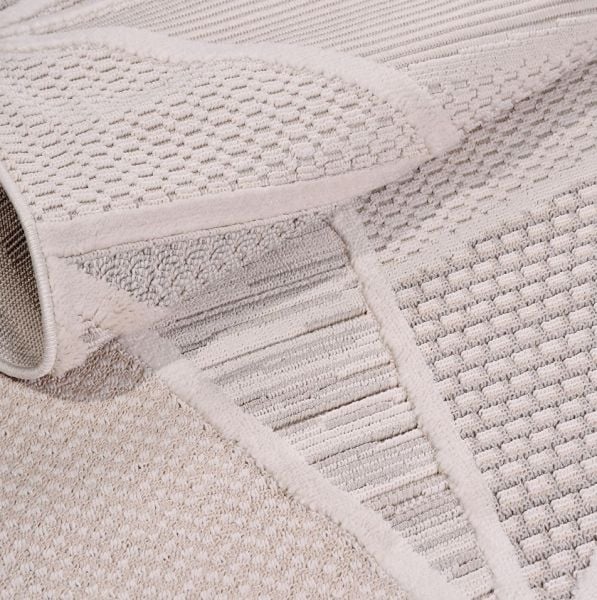 Crea Halı İzgi IM01K Kabartmalı Modern Geometrik Desenli Hav Toz Vermez Salon Halısı My Crea Home