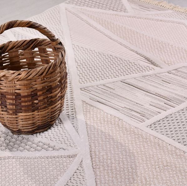 Crea Halı İzgi IM01K Kabartmalı Modern Geometrik Desenli Hav Toz Vermez Salon Halısı My Crea Home