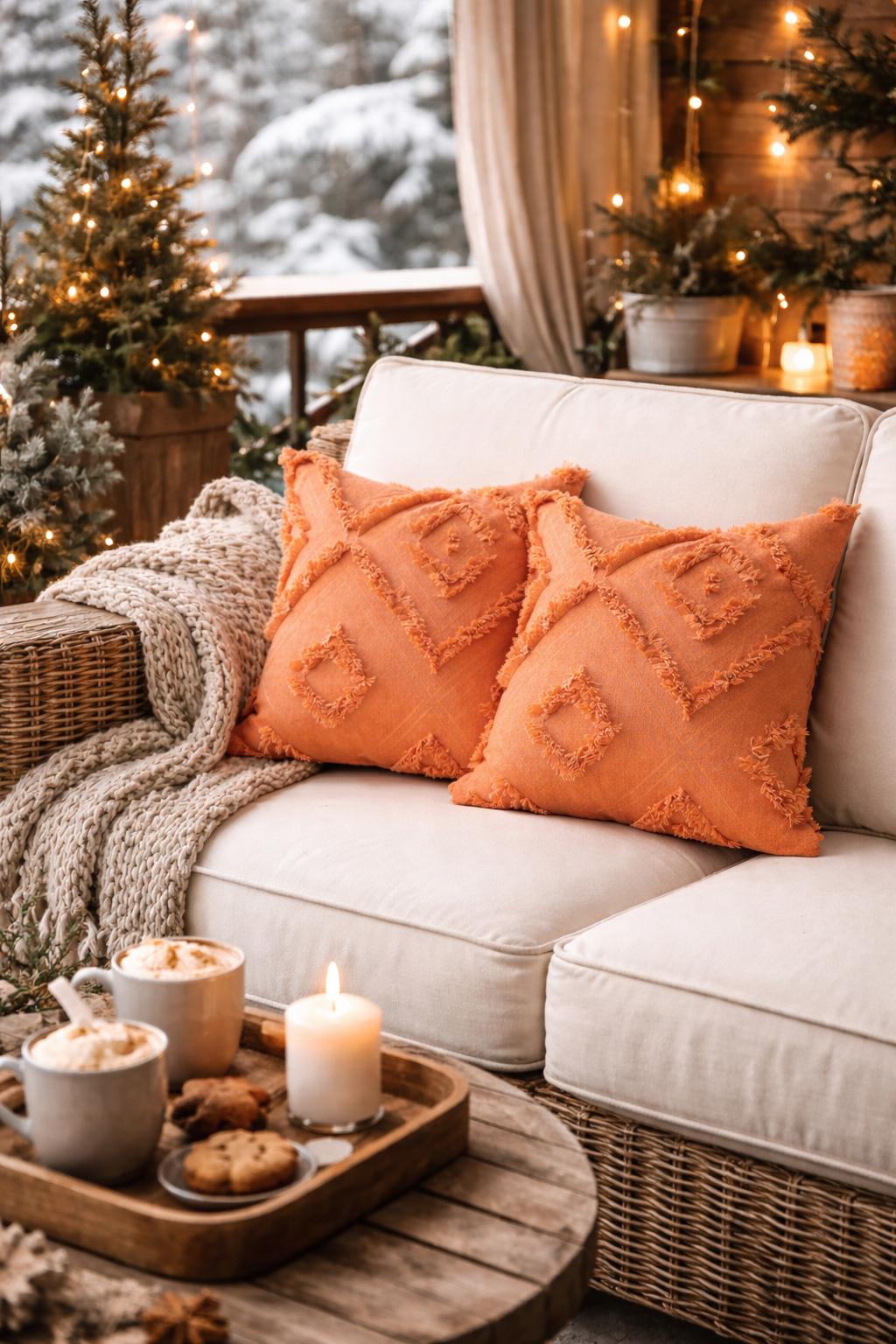 Cloud Peluş Kabartmalı Dekoratif Kırlent Kılıfı Turuncu 43x43cm 2'li Yıkanabilir Tasarım Polyester Jakarlı Welsoft Tek Taraflı Kılıf