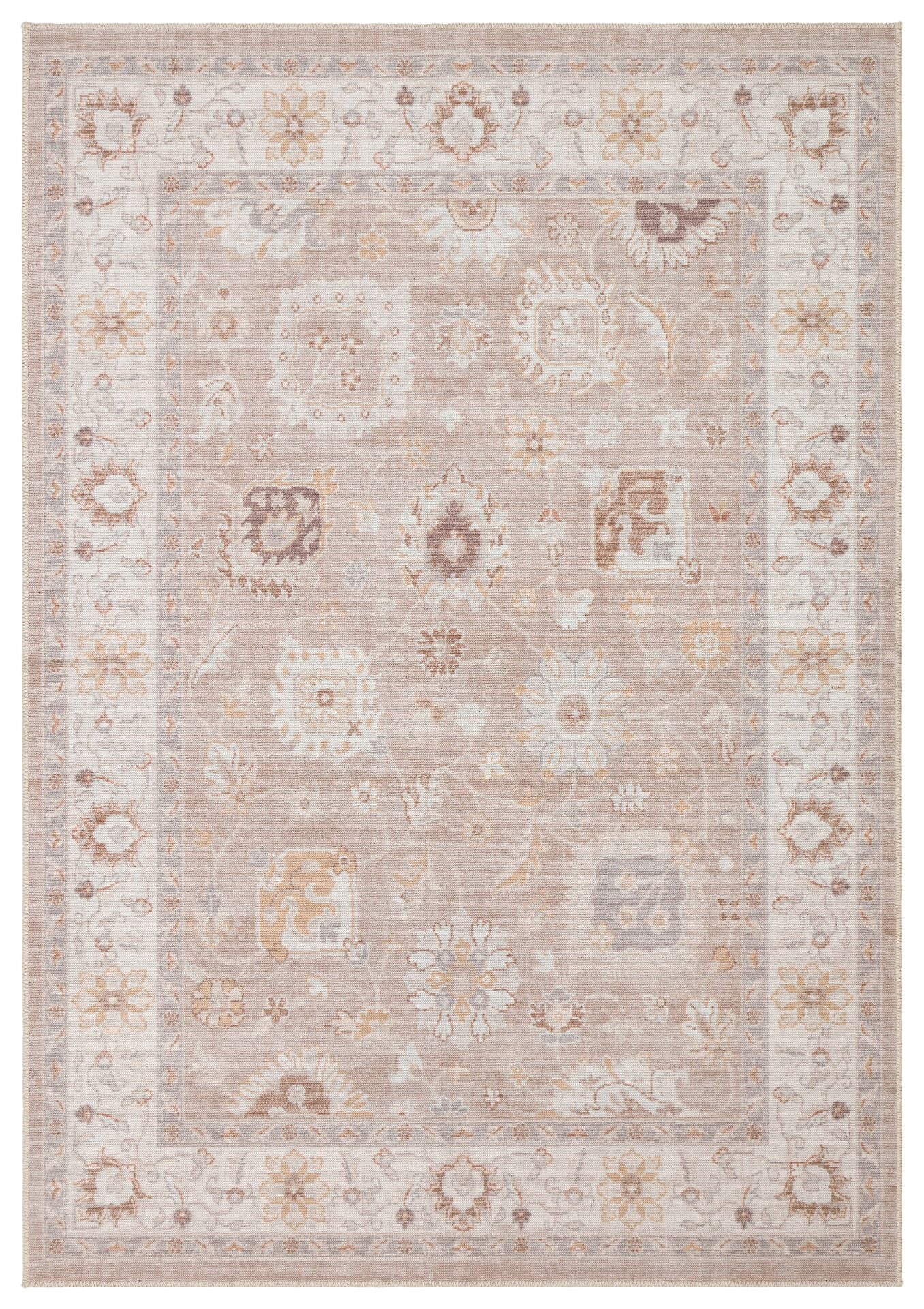 Eko Halı Elista Vintage ELS 203 Cream Beige Yumuşak Dokuma Kaymaz Tabanlı Yıkanabilir Modern Halı Salon Oturma Odası Mutfak Koridor Halısı