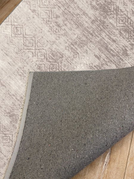 Drom Kaymaz Tabanlı Yıkanabilir Gri Modern Salon Halısı