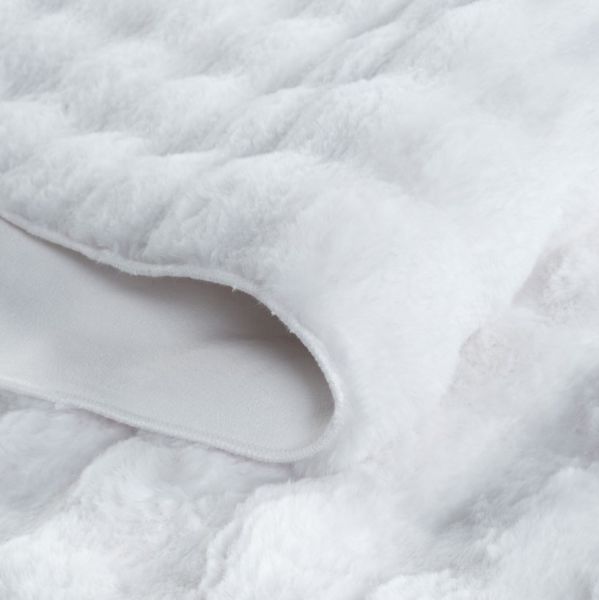 Ekstra Yumuşak Dokulu Beyaz Bubble Tavşan Tüyü Darcio Oval Post Peluş Halı