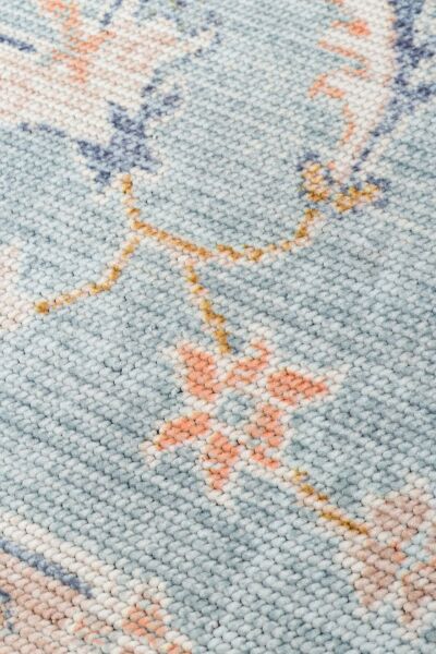 Eko Halı Elista Vintage ELS 203 Blue Beige Yumuşak Dokuma Kaymaz Tabanlı Yıkanabilir Modern Halı Salon Oturma Odası Mutfak Koridor Halısı