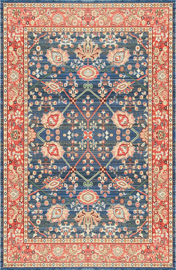 Drom Kaymaz Tabanlı Yıkanabilir Eskitme Klasik Salon Halısı