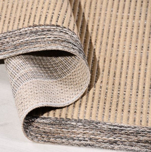 Crea Halı Andora AS04 Bej Gri Bordürlü Sisal Halı Hasır Doku Çerçeveli Halı My Crea Home