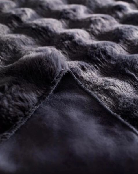 Ekstra Yumuşak Dokulu Antrasit Bubble Tavşan Tüyü Darcio Dikdörtgen Post Peluş Halı