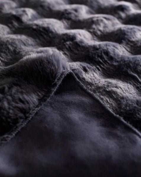 Ekstra Yumuşak Dokulu Antrasit Bubble Tavşan Tüyü Darcio Dikdörtgen Post Peluş Halı