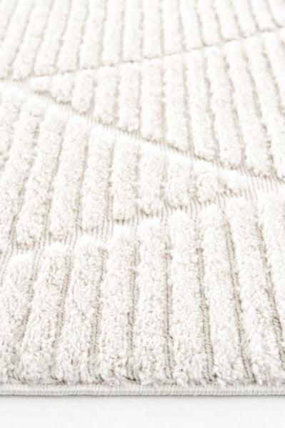 Eko Halı Terazzo 07 White Hav Toz Vermez Krem Bej Yumuşak ve Parlak Tuşeli İskandinav Halı