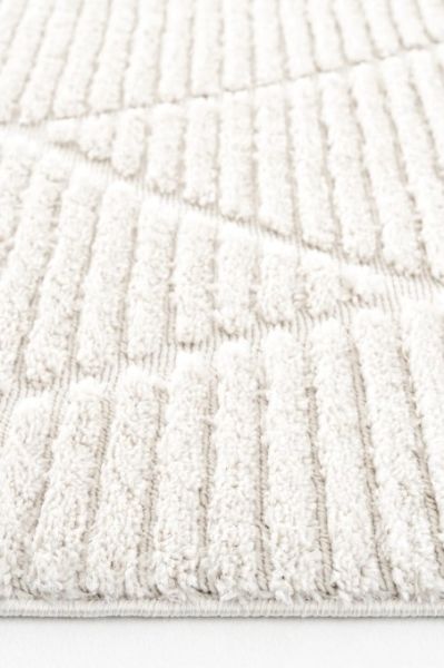 Eko Halı Terazzo 07 White Hav Toz Vermez Krem Bej Yumuşak ve Parlak Tuşeli İskandinav Halı