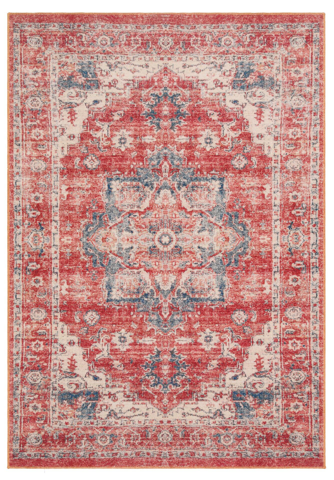 Eko Halı Elista Vintage ELS 202 Red Beige Yumuşak Dokuma Kaymaz Tabanlı Yıkanabilir Modern Halı Salon Oturma Odası Mutfak Koridor Halısı