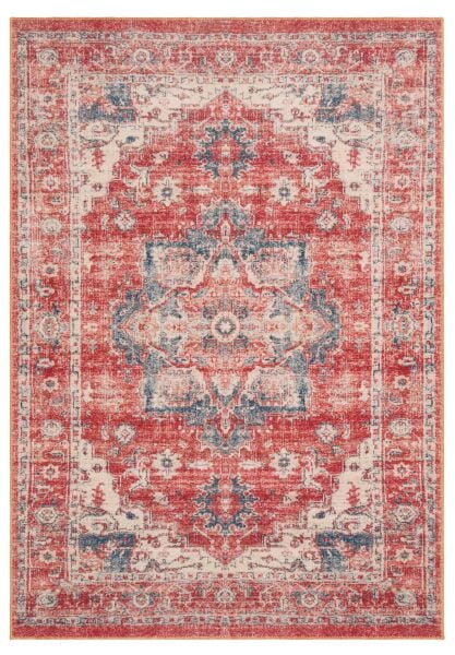 Eko Halı Elista Vintage ELS 202 Red Beige Yumuşak Dokuma Kaymaz Tabanlı Yıkanabilir Modern Halı Salon Oturma Odası Mutfak Koridor Halısı