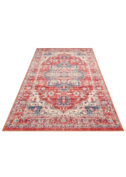 Eko Halı Elista Vintage ELS 202 Red Beige Yumuşak Dokuma Kaymaz Tabanlı Yıkanabilir Modern Halı Salon Oturma Odası Mutfak Koridor Halısı