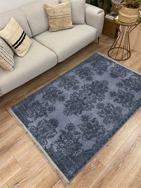 Drom Kaymaz Tabanlı Yıkanabilir Eskitme Desenli Klasik Salon Halısı