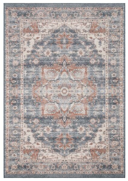 Eko Halı Elista Vintage ELS 202 Navy Beige Yumuşak Dokuma Kaymaz Tabanlı Yıkanabilir Modern Halı Salon Oturma Odası Mutfak Koridor Halısı