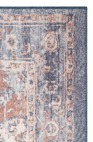 Eko Halı Elista Vintage ELS 202 Navy Beige Yumuşak Dokuma Kaymaz Tabanlı Yıkanabilir Modern Halı Salon Oturma Odası Mutfak Koridor Halısı
