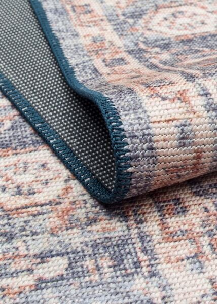 Eko Halı Elista Vintage ELS 202 Navy Beige Yumuşak Dokuma Kaymaz Tabanlı Yıkanabilir Modern Halı Salon Oturma Odası Mutfak Koridor Halısı
