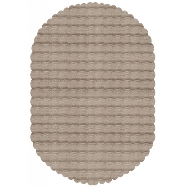 Ekstra Yumuşak Dokulu Bej Bubble Tavşan Tüyü Darcio Oval Post Peluş Halı