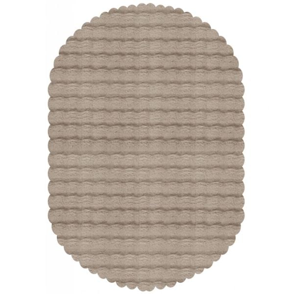 Ekstra Yumuşak Dokulu Bej Bubble Tavşan Tüyü Darcio Oval Post Peluş Halı