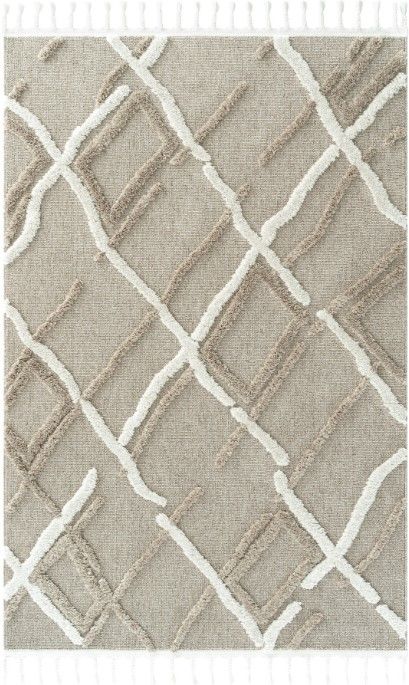 Eko Halı Terazzo 03 Beige White Hav Toz Vermez Krem Bej Yumuşak ve Parlak Tuşeli İskandinav Halı