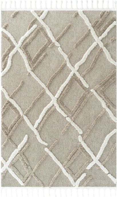 Eko Halı Terazzo 03 Beige White Hav Toz Vermez Krem Bej Yumuşak ve Parlak Tuşeli İskandinav Halı
