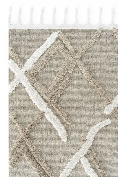 Eko Halı Terazzo 03 Beige White Hav Toz Vermez Krem Bej Yumuşak ve Parlak Tuşeli İskandinav Halı