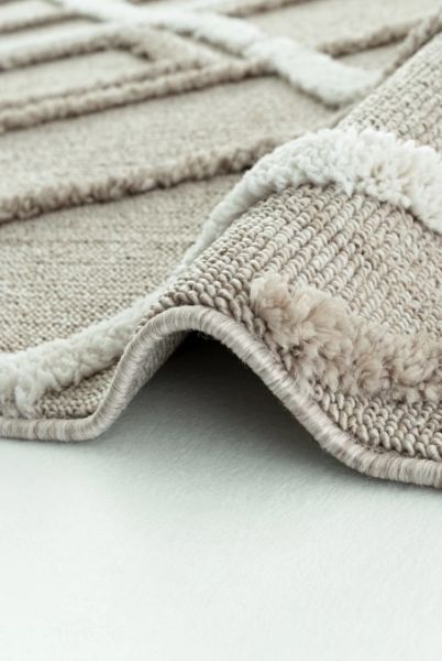 Eko Halı Terazzo 03 Beige White Hav Toz Vermez Krem Bej Yumuşak ve Parlak Tuşeli İskandinav Halı
