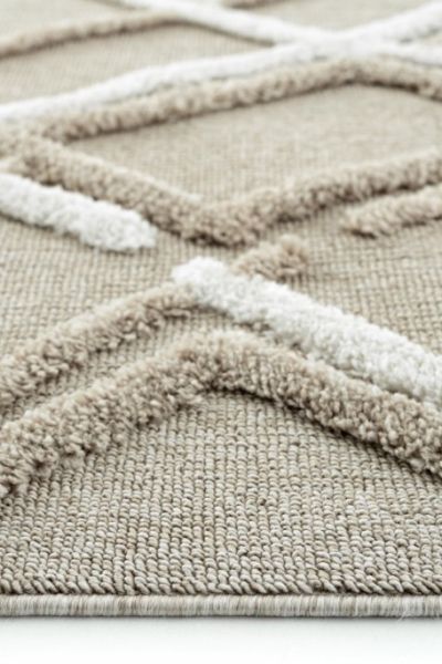 Eko Halı Terazzo 03 Beige White Hav Toz Vermez Krem Bej Yumuşak ve Parlak Tuşeli İskandinav Halı