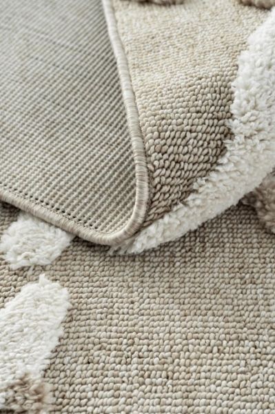 Eko Halı Terazzo 03 Beige White Hav Toz Vermez Krem Bej Yumuşak ve Parlak Tuşeli İskandinav Halı