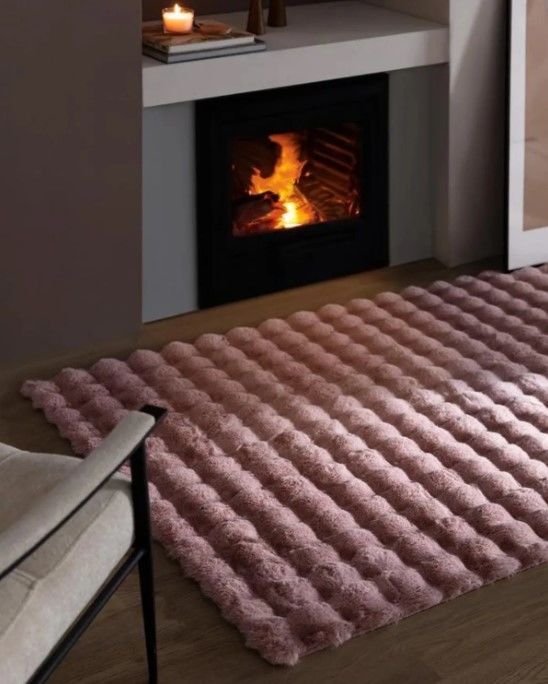 Ekstra Yumuşak Dokulu Pudra Bubble Tavşan Tüyü Darcio Dikdörtgen Post Peluş Halı