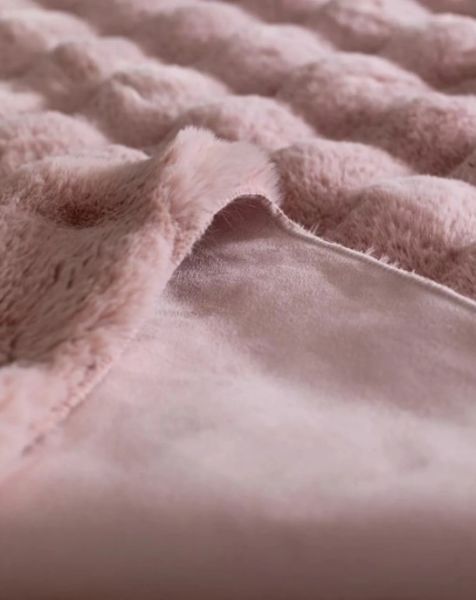 Ekstra Yumuşak Dokulu Pudra Bubble Tavşan Tüyü Darcio Dikdörtgen Post Peluş Halı