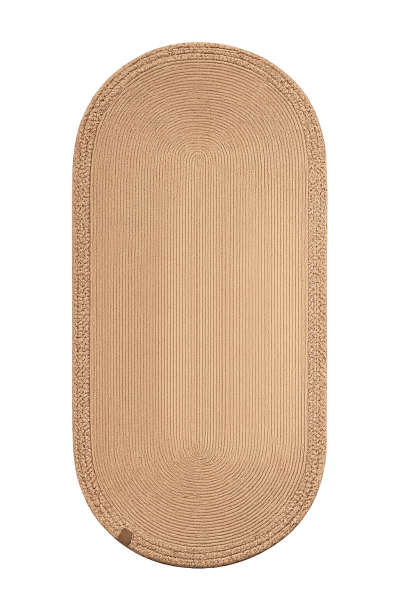 Rixo Jüt Kahverengi Hasırlı Naturel Örgü Çift Taraflı Kilim Oval Halı Bohem Dekoratif Mutfak Balkon Banyo Halı