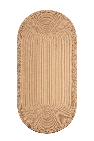 Rixo Jüt Kahverengi Hasırlı Naturel Örgü Çift Taraflı Kilim Oval Halı Bohem Dekoratif Mutfak Balkon Banyo Halı
