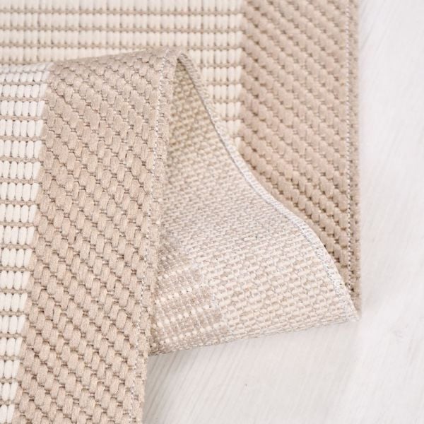 Crea Halı Andora AS05 Krem Bej Bordürlü Sisal Halı Hasır Doku Çerçeveli Halı My Crea Home