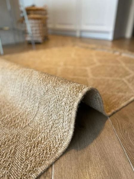 Seyran Halı 669 Bej İndia Naturel Modern Jüt Dokulu Kahve Halı Hasır Model Yolluk Jüt Salon Halısı