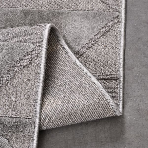 Crea  Halı Zara ZT01 Gri Kabartmalı Salon Oturma Odası Halısı Yolluk Koridor Mutfak Halısı Modern Halı