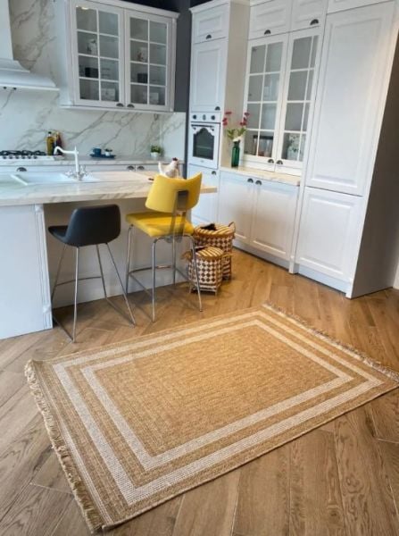 Seyran Halı 668 İndia Modern Jüt Dokulu Modern Kahverengi Halı Hasır Model Yolluk