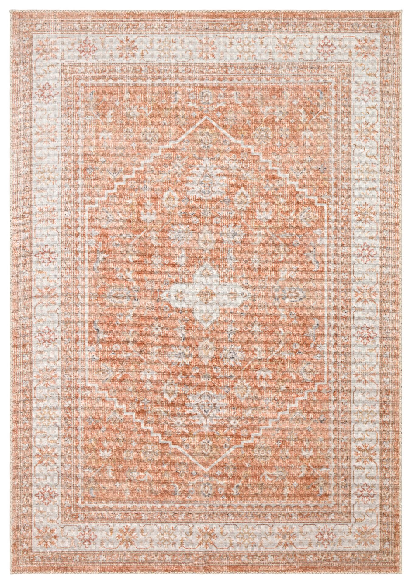 Eko Halı Elista Vintage ELS 201 Terra Esitme Yumuşak Dokuma Kaymaz Tabanlı Yıkanabilir Modern Halı Salon Oturma Odası Mutfak Koridor Halısı