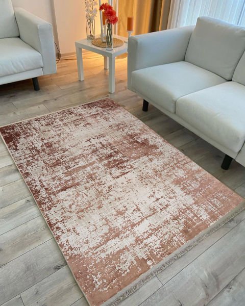 Drom Kaymaz Tabanlı Yıkanabilir Kahve Modern Salon Halısı