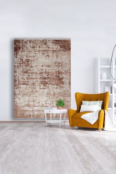 Drom Kaymaz Tabanlı Yıkanabilir Kahve Modern Salon Halısı