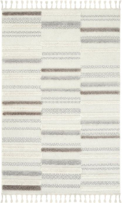 Eko Halı Terazzo 01 White Grey Hav Toz Vermez Krem Bej Yumuşak ve Parlak Tuşeli İskandinav Halı