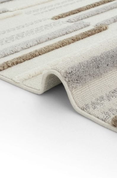Eko Halı Terazzo 01 White Grey Hav Toz Vermez Krem Bej Yumuşak ve Parlak Tuşeli İskandinav Halı