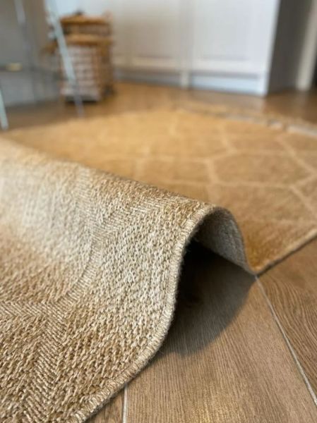 Seyran Halı 669 Bej İndia Naturel Modern Jüt Dokulu Kahve Halı Hasır Model Yolluk Jüt Salon Halısı 80x200