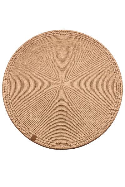 Rixo Jüt Kahverengi Hasırlı Naturel Örgü Çift Taraflı Kilim Yuvarlak Halı Bohem Dekoratif Mutfak Balkon Banyo Halı