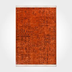 Crea Halı Vena Koleksiyonu 8010S Dokuma Kaymaz Tabanlı Modern Halı Turuncu My Crea Home 80x150