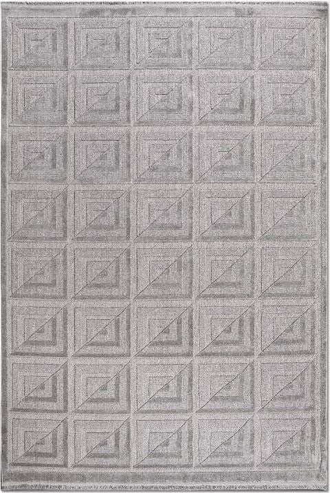 Crea  Halı Zara ZT02 Gri Kabartmalı Salon Oturma Odası Halısı Yolluk Koridor Mutfak Halısı Modern Halı