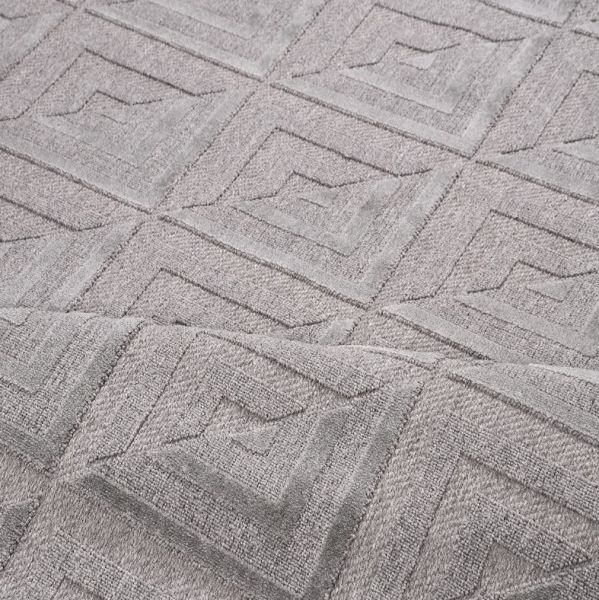 Crea  Halı Zara ZT02 Gri Kabartmalı Salon Oturma Odası Halısı Yolluk Koridor Mutfak Halısı Modern Halı