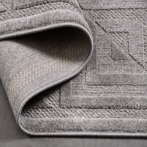 Crea  Halı Zara ZT02 Gri Kabartmalı Salon Oturma Odası Halısı Yolluk Koridor Mutfak Halısı Modern Halı